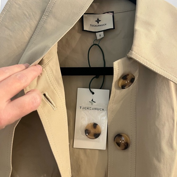 Tuckernuck Cream Trench Coat Classic Design Full Length - Picture 3 of 3